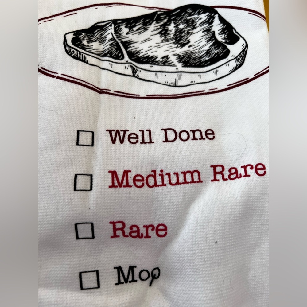 Cuisinart Towel 2 mitt grill set NEW meat steak humorous gift rare well done 3pc